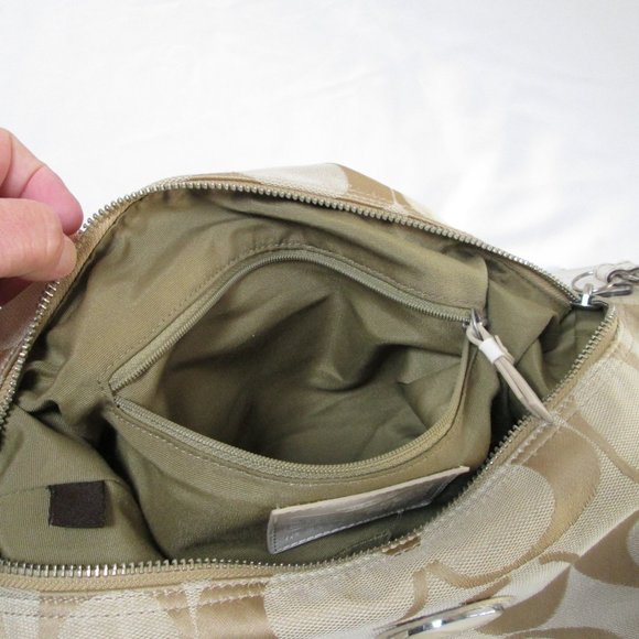 Coach Beige and Cream Colored Shoulder Hobo Purse # E1182-F17434 Pre-own… - Picture 8 of 15